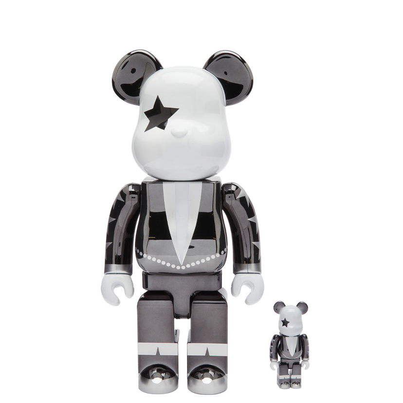 Колекционерско Medicom Toy Kiss Star Child Chrome Version Be@rbrick in Black 100%/400% Металик | 4530956608891