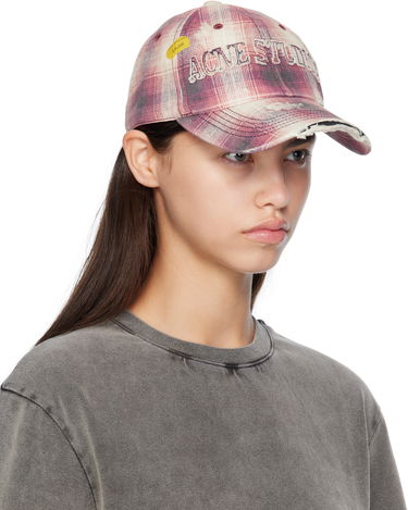 Шапка с козирка Acne Studios Distressed Plaid Cap Розово | C40411-, 3