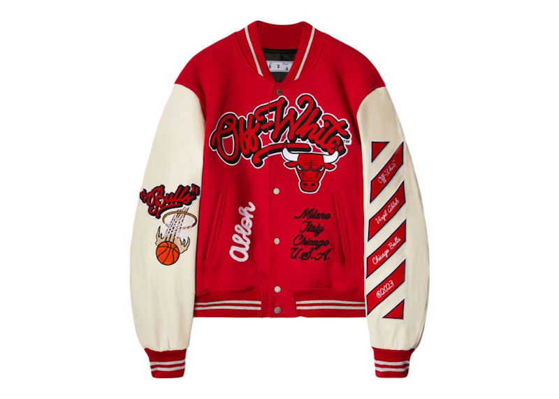 Яке Off-White OFF-WHITE C/O Chicago Bulls Varsity Jacket Червено | OMEA305T23FAB0032501