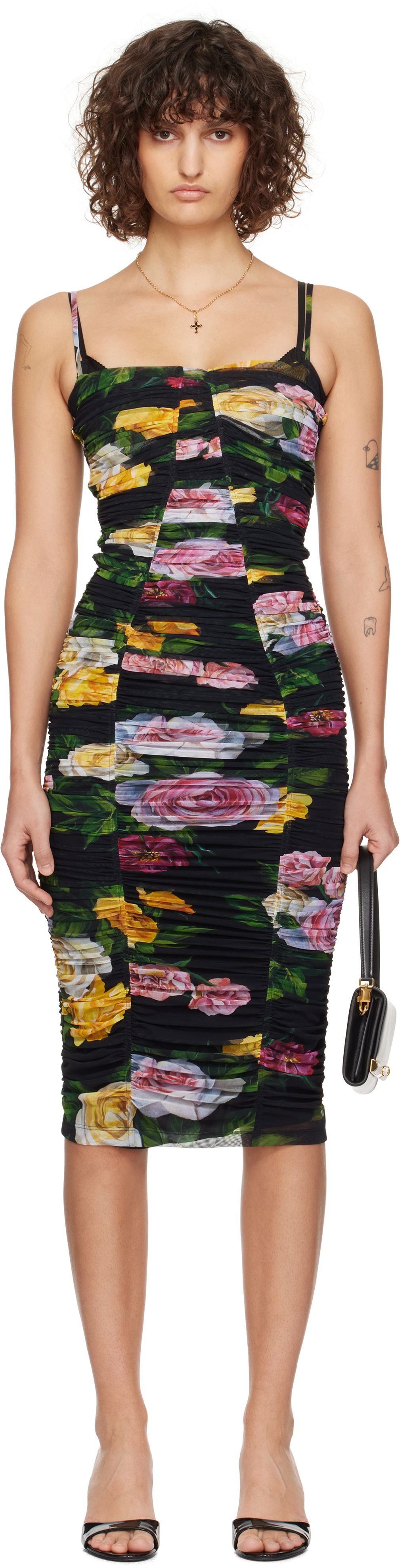 Pокля Dolce & Gabbana Dolce&Gabbana Tulle Floral Print Midi Slip Dress Многоцветен | F6FAKT FSUBI, 0