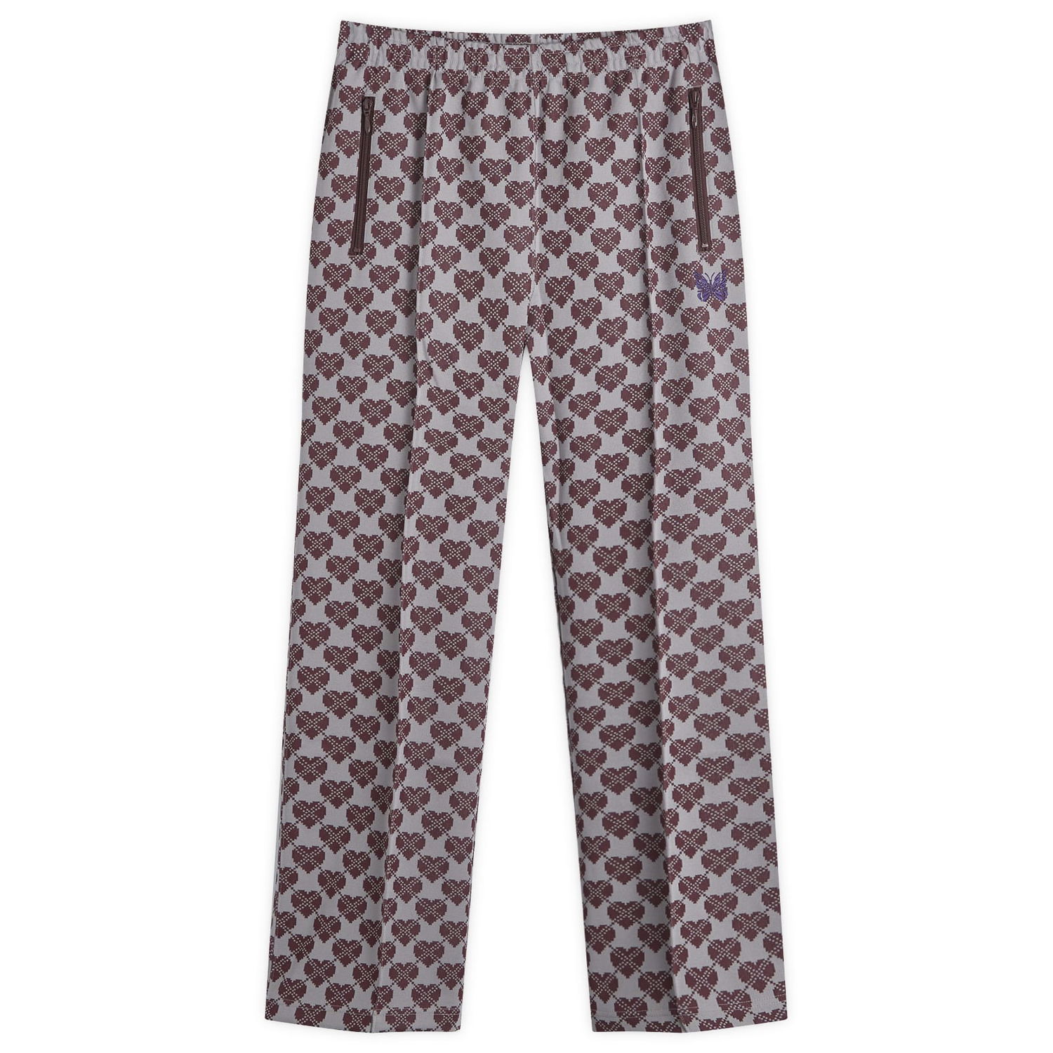 Панталони Needles Jacquard Track Pants with Heart Print Сиво | PU270-B, 0