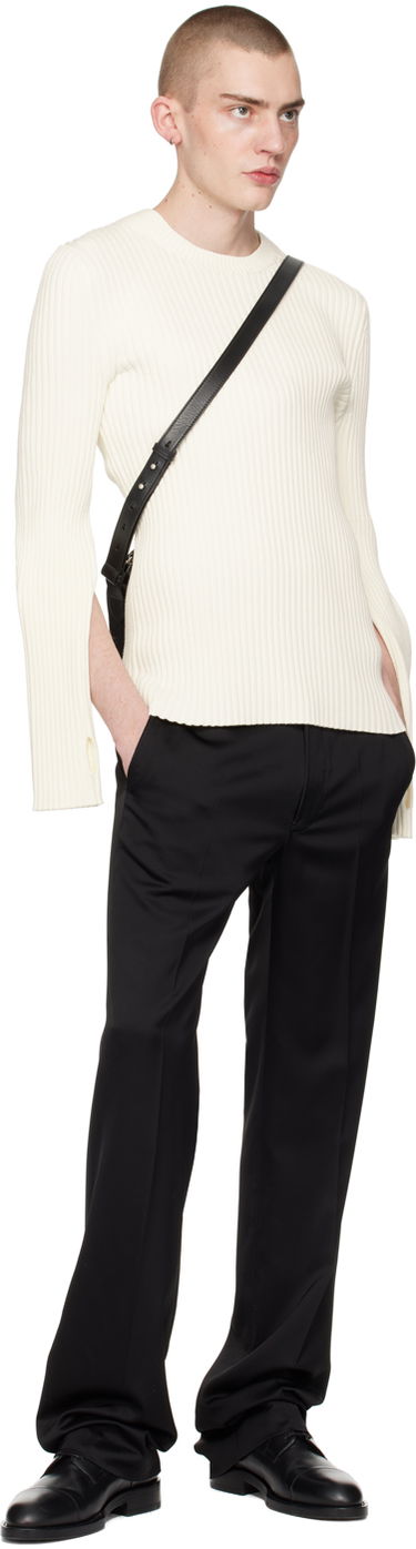 Пуловер Helmut Lang Helmut Lang Cutout Ribbed Knit Sweater Бяло | O01HM701, 3