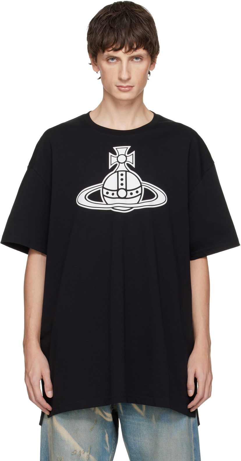 Тениска Vivienne Westwood Paris Orb Oversized T-shirt Черно | 3G01004B-J001M-
