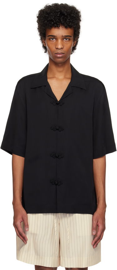 Риза Róhe Róhe Knotted Button Short Sleeve Shirt Черно | 314-19-083, 0