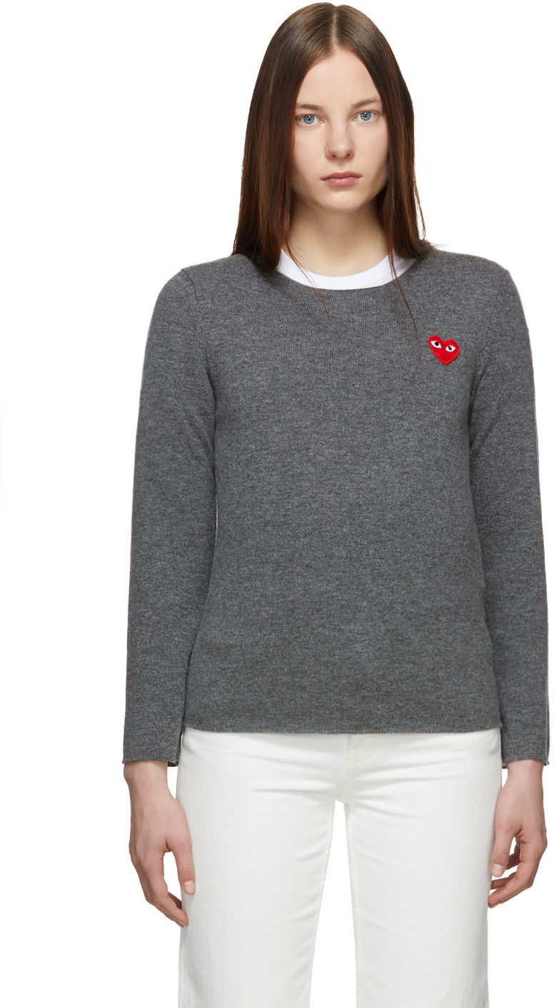 Пуловер Comme des Garçons PLAY Heart Patch Sweater Сиво | P1N067, 0