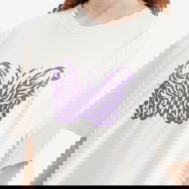 Тениска Needles Kae Tanaka Crew Neck T-Shirt with Butterfly Graphic Бяло | QV433-A, 5