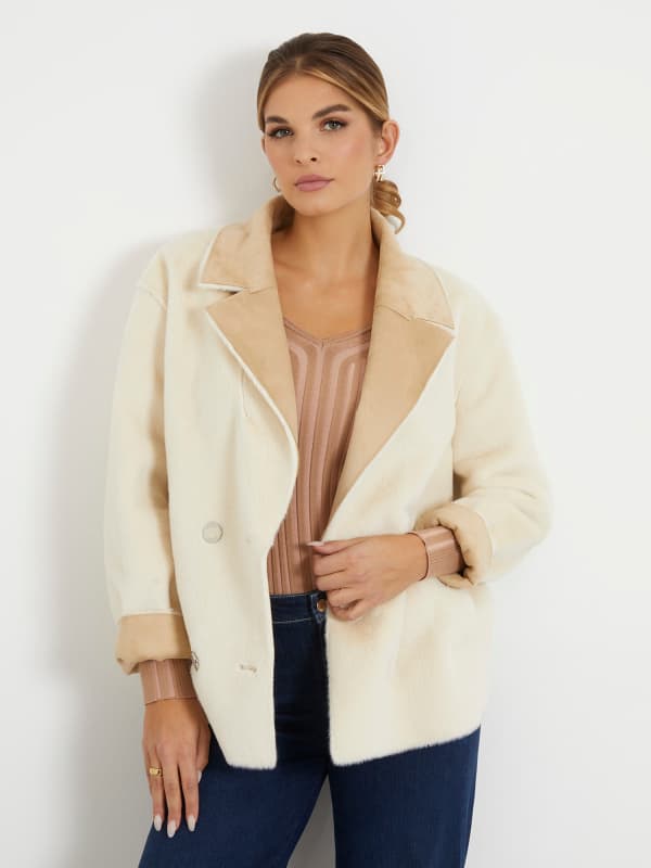 Яке GUESS Faux Fur Jacket Бежово | W4RL37WFZV0, 0