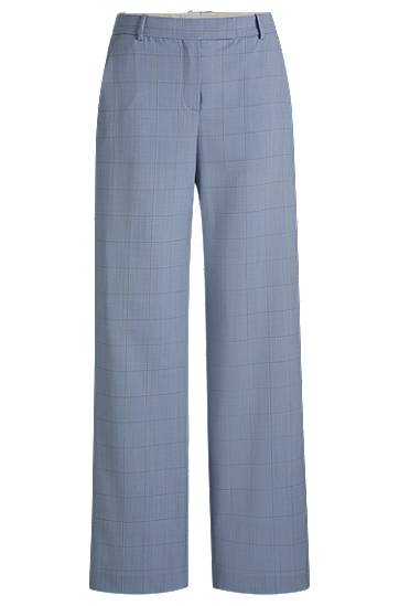 Панталони BOSS Regular-Fit Checked Virgin Wool Trousers Синьо | 50534529, 0