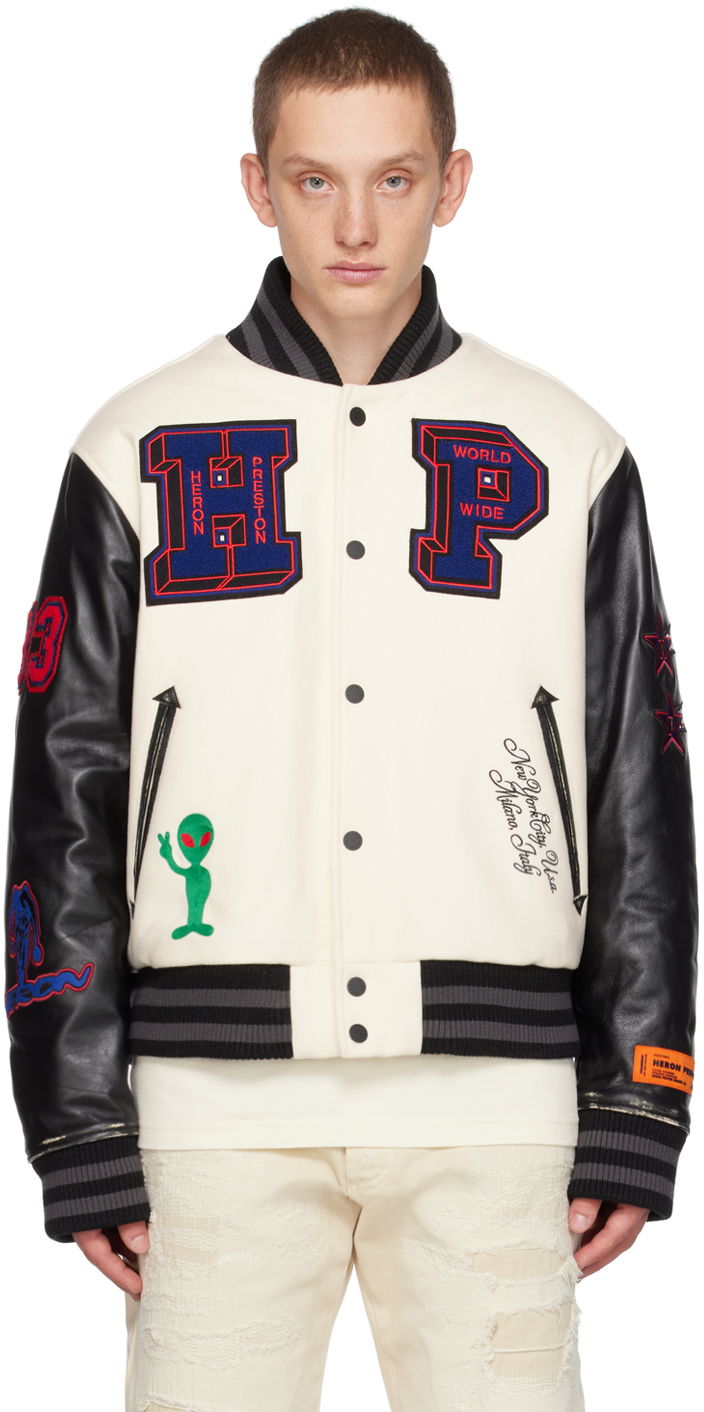 Яке HERON PRESTON Varsity Bomber Jacket Бяло | HMEK001F23FAB0010425, 0
