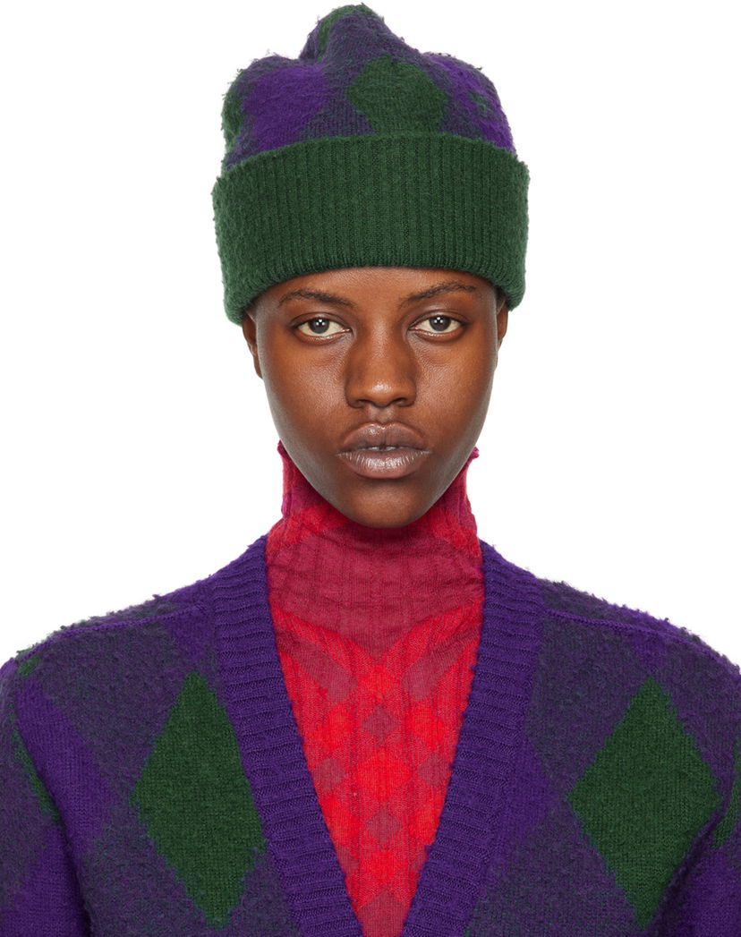 Шапка Burberry Argyle Beanie Зелено | 8077626