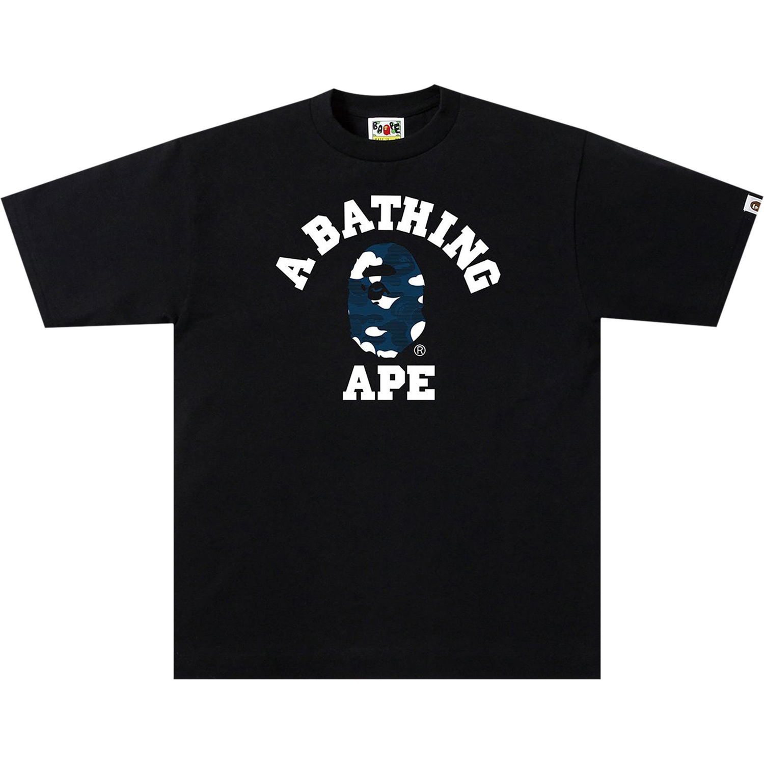 Тениска BAPE Stripe ABC Camo College Tee Тъмно синьо | 1H80 110 038 BLACK NAVY, 1