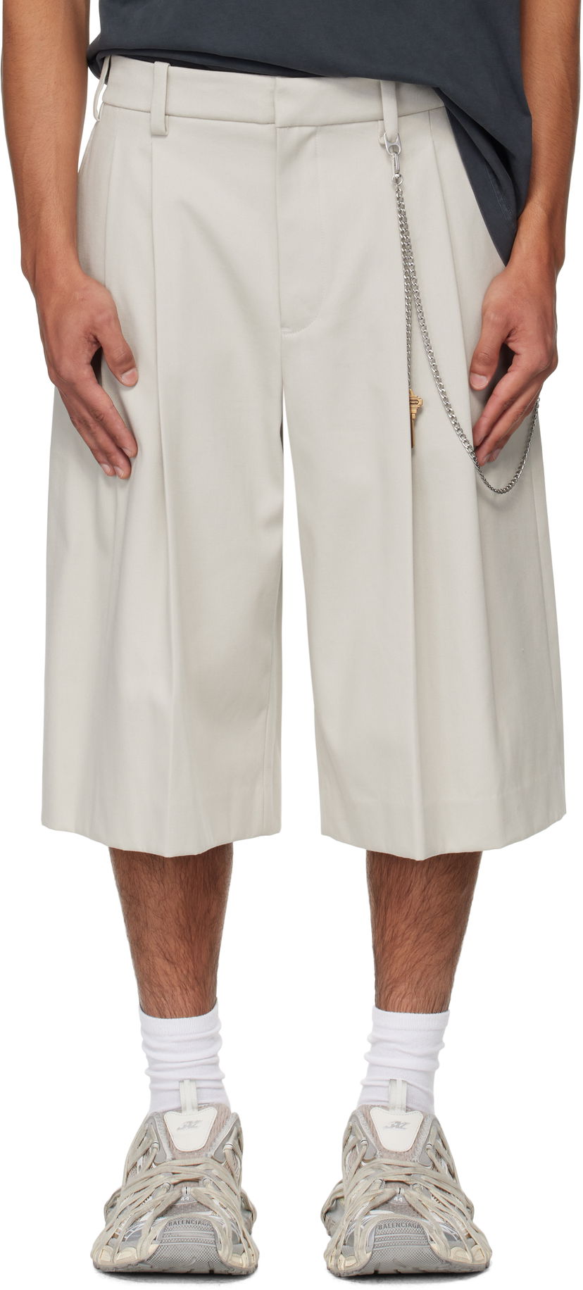 Къси панталони Alexander Wang Alexander Wang Chain Tailored Shorts Бежово | 6WC3254097
