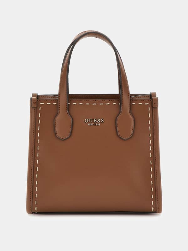 Дамска чанта GUESS Silvana Stitch Mini Handbag Кафяво | HWVC8665770