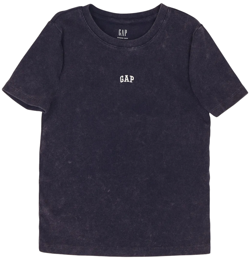 Тениска GAP Ribbed T-Shirt Logo Abbreviated Тъмно синьо | 637782-09