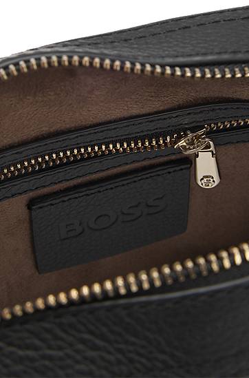 Чанта през рамо BOSS BOSS Grained Leather Crossbody Bag Черно | 50547733, 1