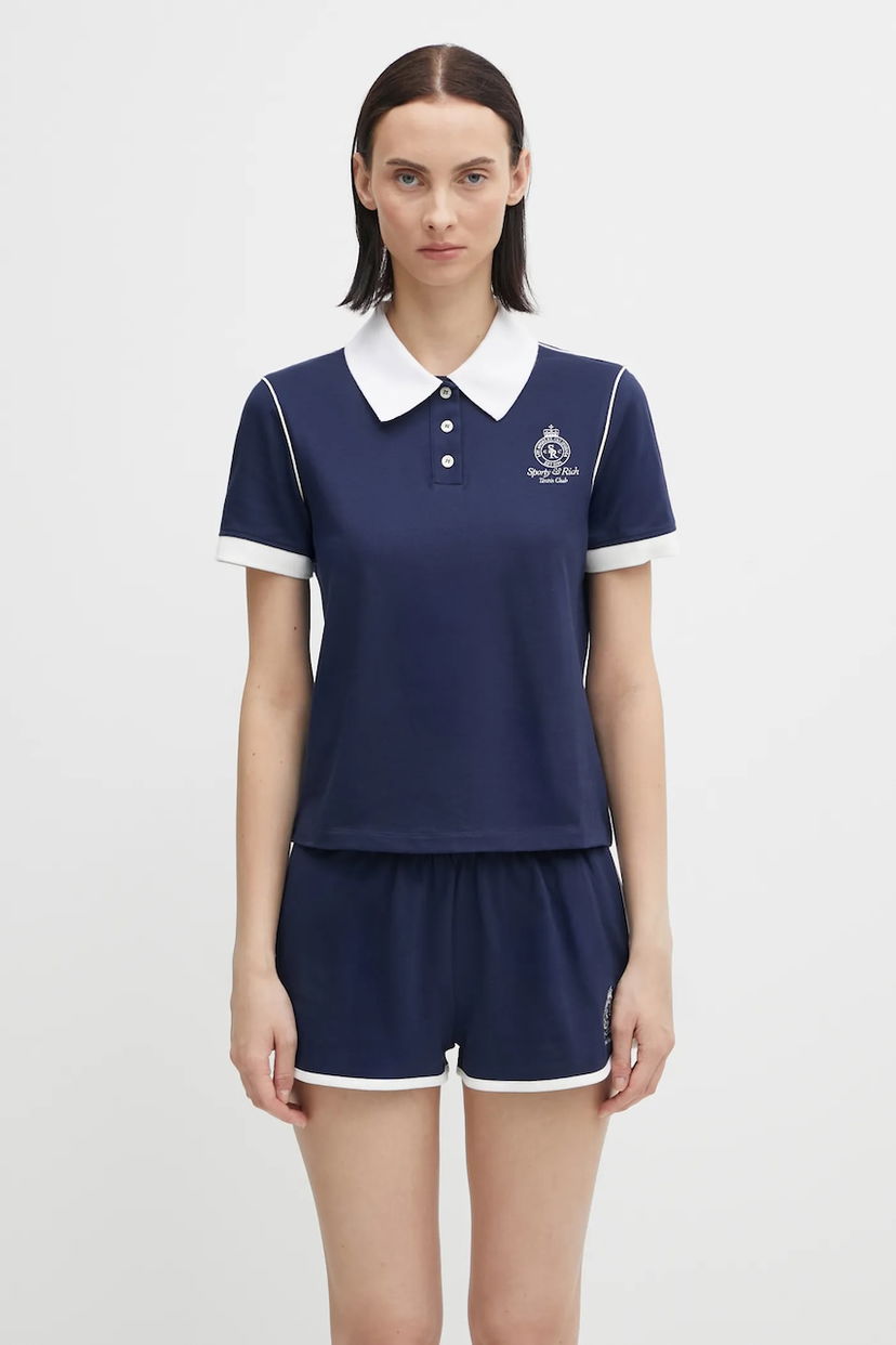 Комплект Sporty & Rich Crown 70S Pique Polo Shirt and Shorts Set Тъмно синьо | TO057621304BL107