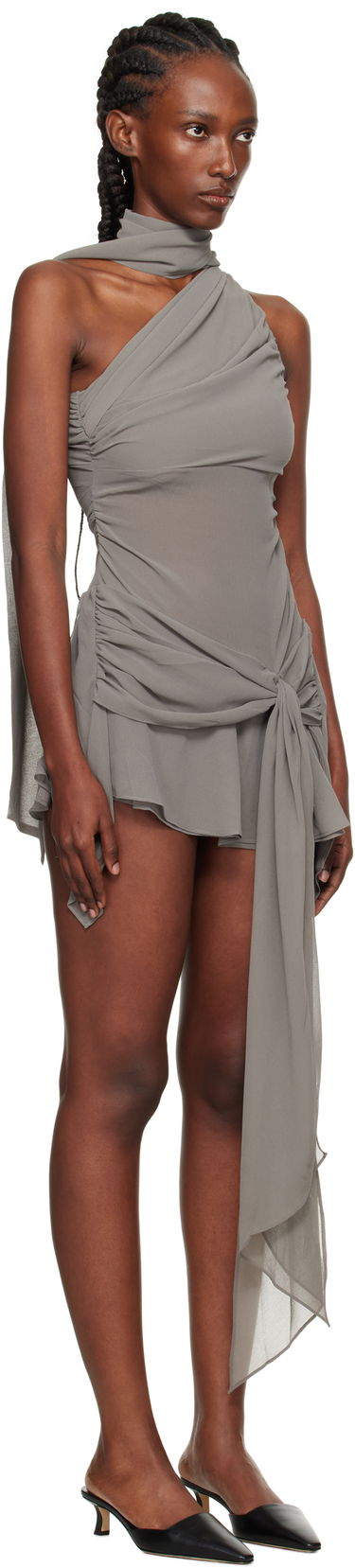 Pокля GUIZIO Guizio Cyrielle One-Shoulder Mini Dress Сиво | P25426W096, 1