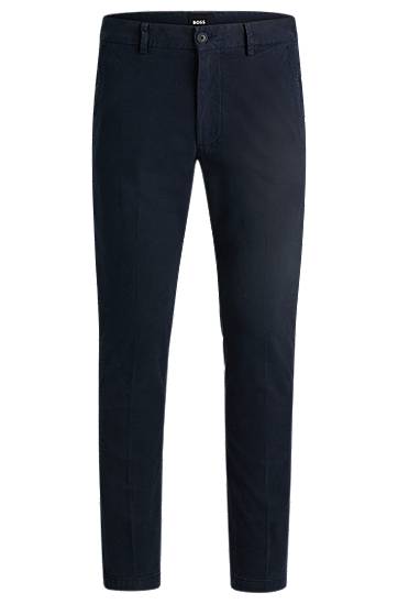 Панталони BOSS Slim-Fit Cotton-Blend Trousers Тъмно синьо | 50521257, 0