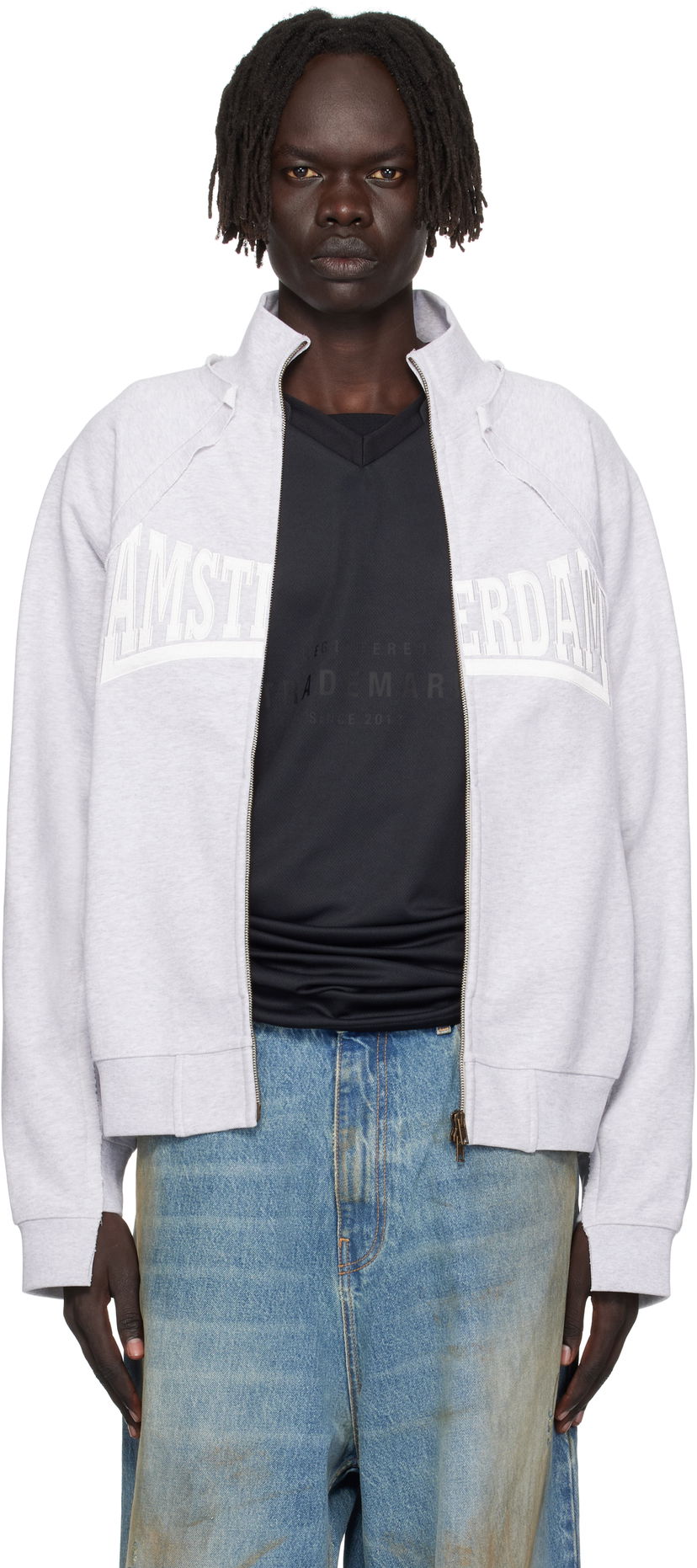 Суитчър VETEMENTS Vetements 'Amsterdam' Zip-Up Sweatshirt Сиво | UH76ZU760GG