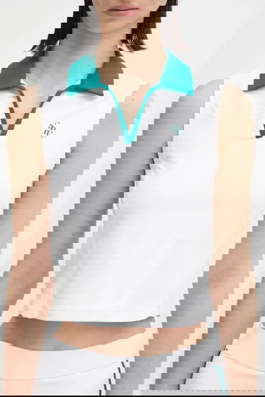 Поло тениска Sporty & Rich Sleeveless Sports Polo Top Бяло | TO024621302WH27, 3