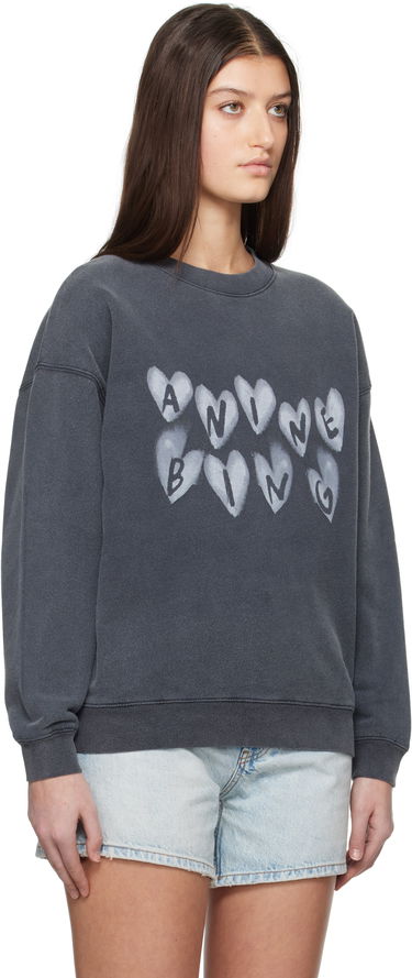 Суитчър Anine Bing ANINE BING Spencer Hearts Sweatshirt Сиво | A-08-10517-WBL1, 1