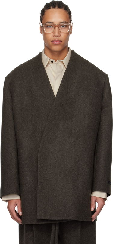 Палта Fear of God Fear of God Collarless Coat Кафяво | FGE260-603HCT, 0