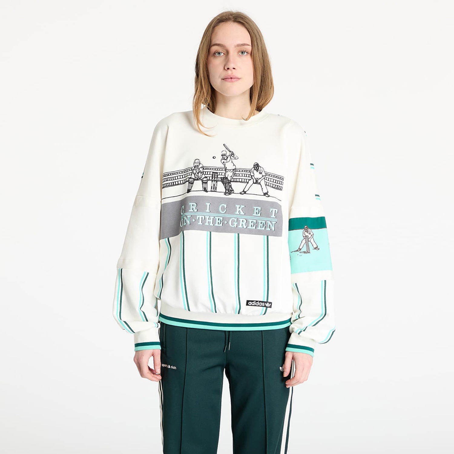 Пуловер adidas Originals Retro Sports Cricket-Inspired Crew Sweatshirt Бяло | KA4386, 0