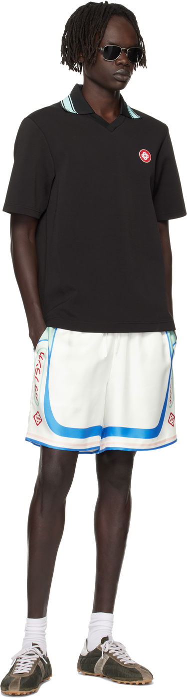 Поло тениска Casablanca Casablanca Double V-Neck Short Sleeve Polo Черно | MPF25-JTP-381-01, 3