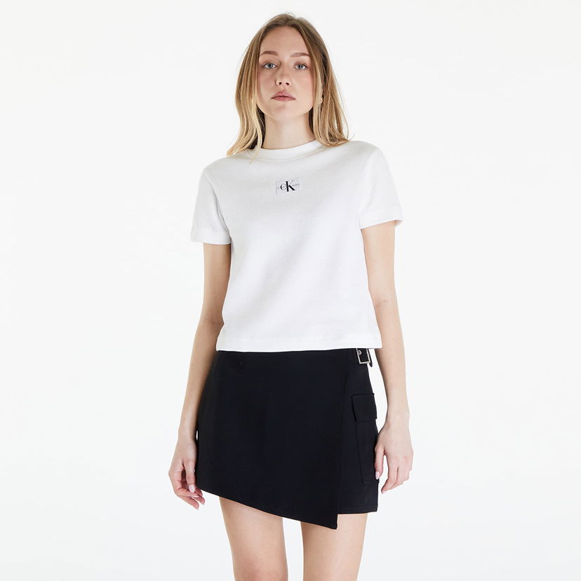 Тениска CALVIN KLEIN Waffle Baby Short Sleeve Tee Greige Бяло | J20J223111 0IN