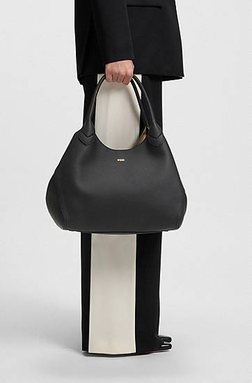 Голяма пазарска чанта BOSS BOSS Grained Leather Tote Bag with Logo Lettering Черно | 50547732, 1