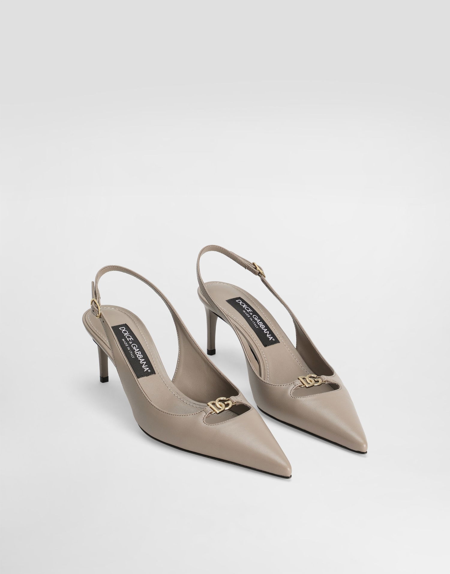 Аксесоари Dolce & Gabbana Dolce & Gabbana Silk-Effect Nappa Leather Slingbacks Бежово | CG0796A19538I399, 1