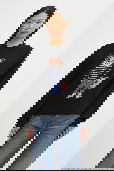 Пуловер MAISON KITSUNÉ Dressed Fox Intarsia Wool Sweater Черно | PW00812KH0002, 0