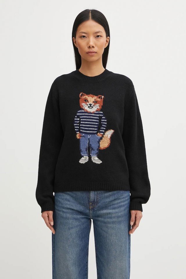 Dressed Fox Intarsia Wool Sweater