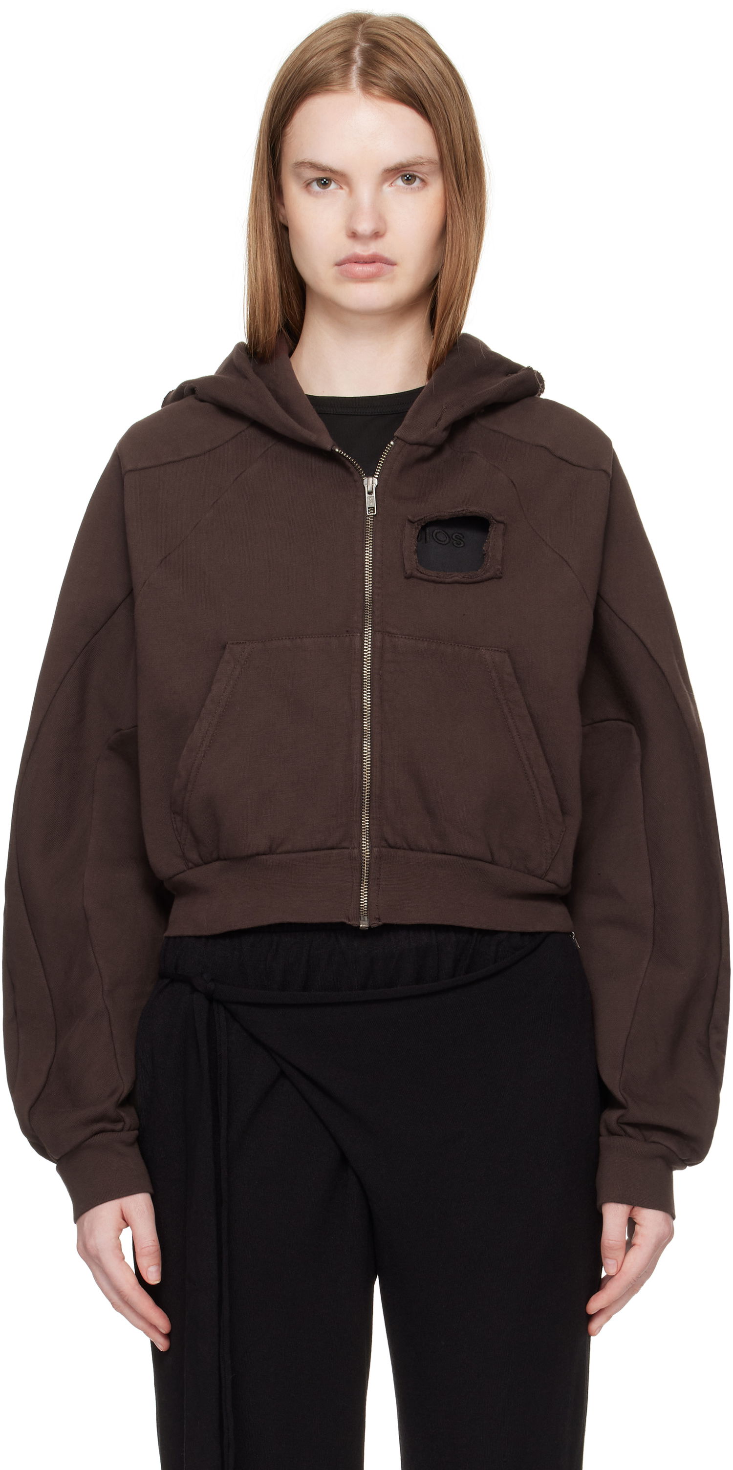 Суитчър Ottolinger Ottolinger Distressed Zip Hoodie Кафяво | 115-600415-02, 0