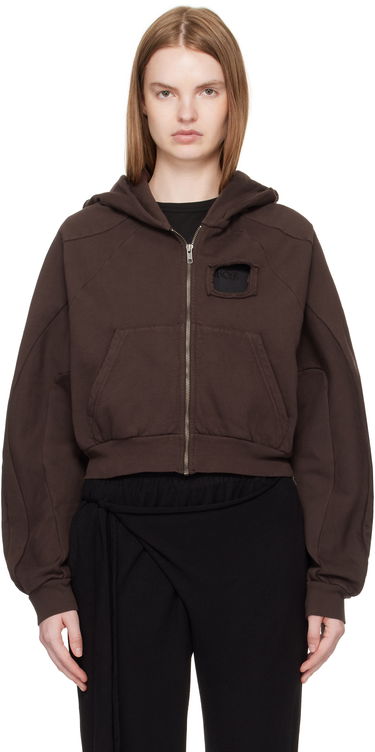 Суитчър Ottolinger Ottolinger Distressed Zip Hoodie Кафяво | 115-600415-02, 0