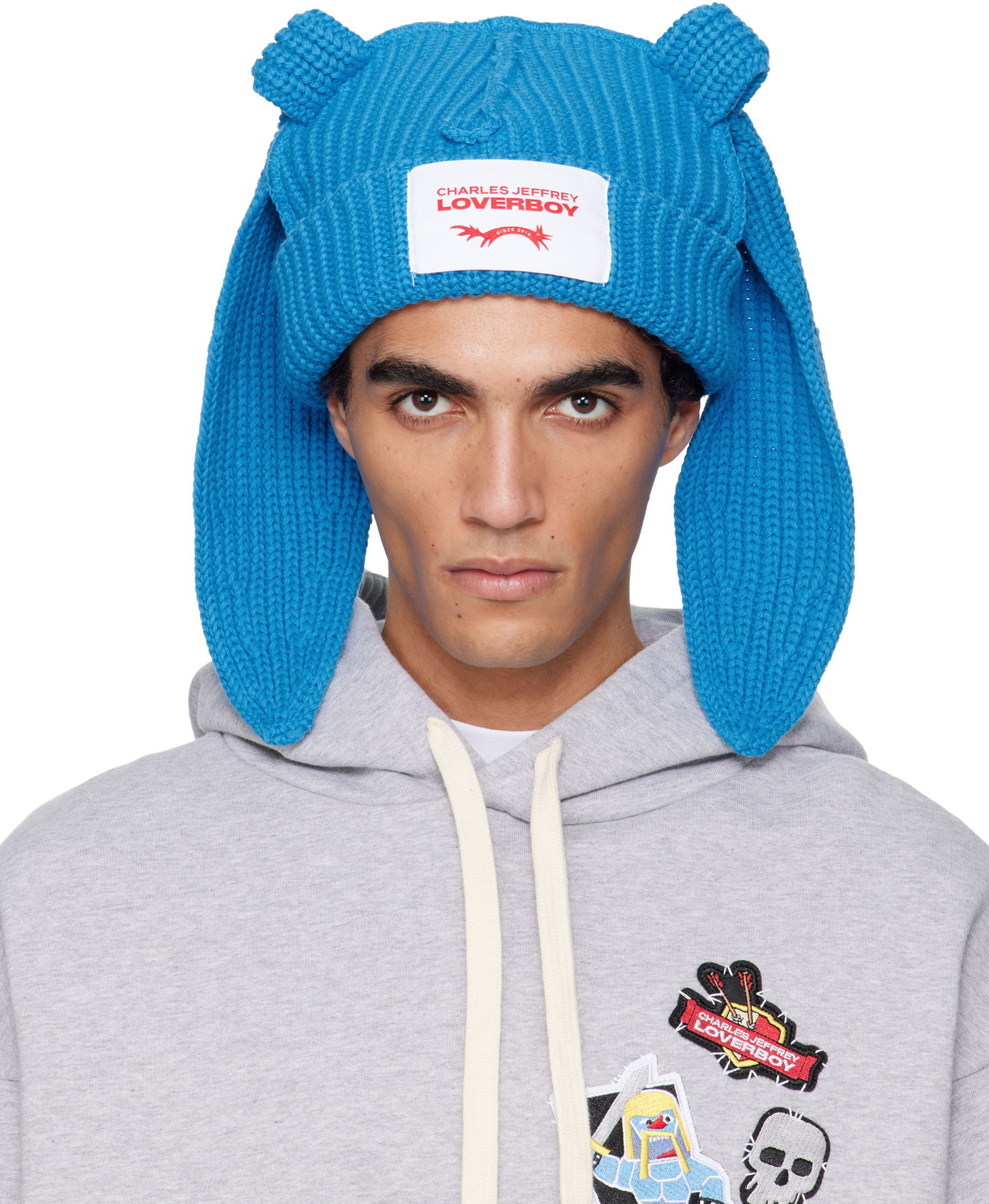 Шапка Charles Jeffrey Loverboy Charles Jeffrey LOVERBOY Chunky Knit Rabbit Ear Beanie Синьо | 052130205, 0