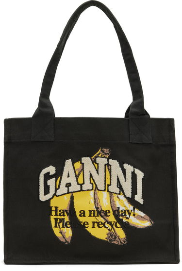 Голяма пазарска чанта GANNI Banana Large Tote Черно | A6897, 0