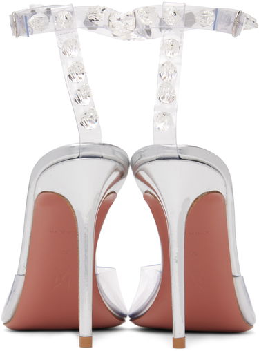 Грижа за обувките Amina Muaddi Amina Muaddi Julia Glass Heeled Sandals Металик | JULIA GLASS SANDAL CT PVC, 1