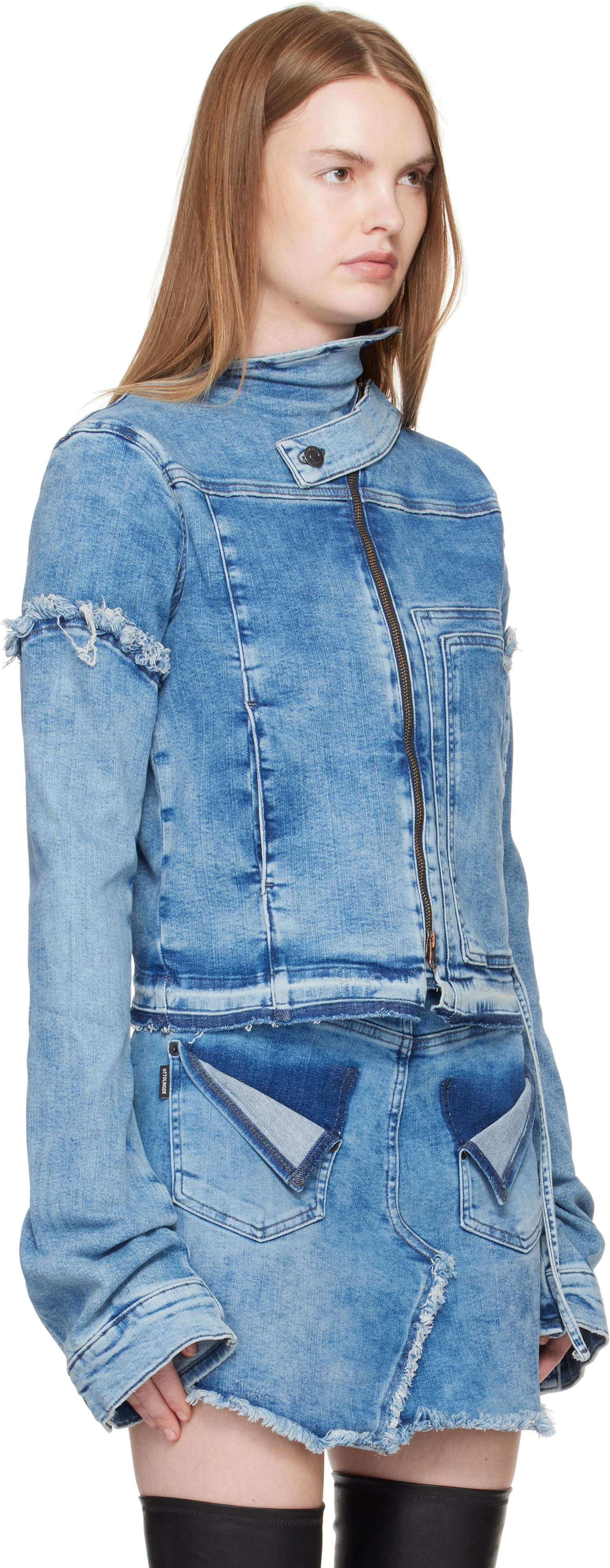 Яке Ottolinger Ottolinger Drape Collar Denim Jacket Синьо | 117-701017-01, 1