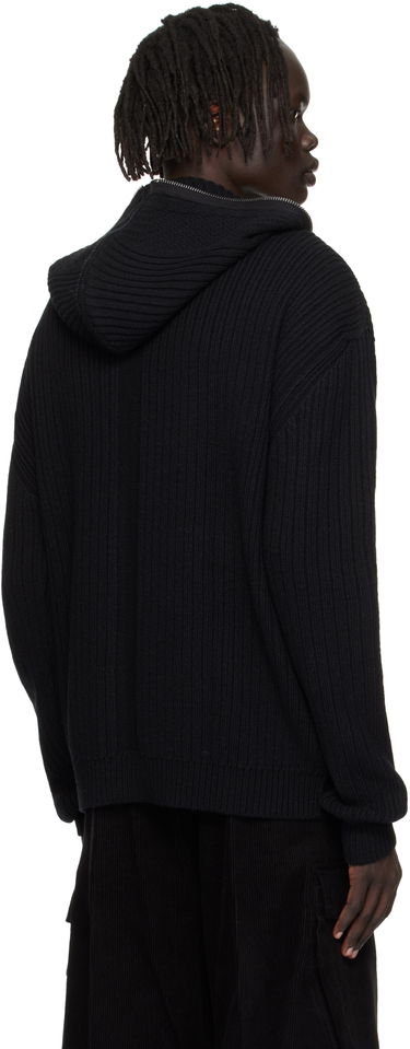 Суитчър Rick Owens Rick Owens Concordians Zipped Knit Hoodie Черно | RU02E1647 KWV, 2