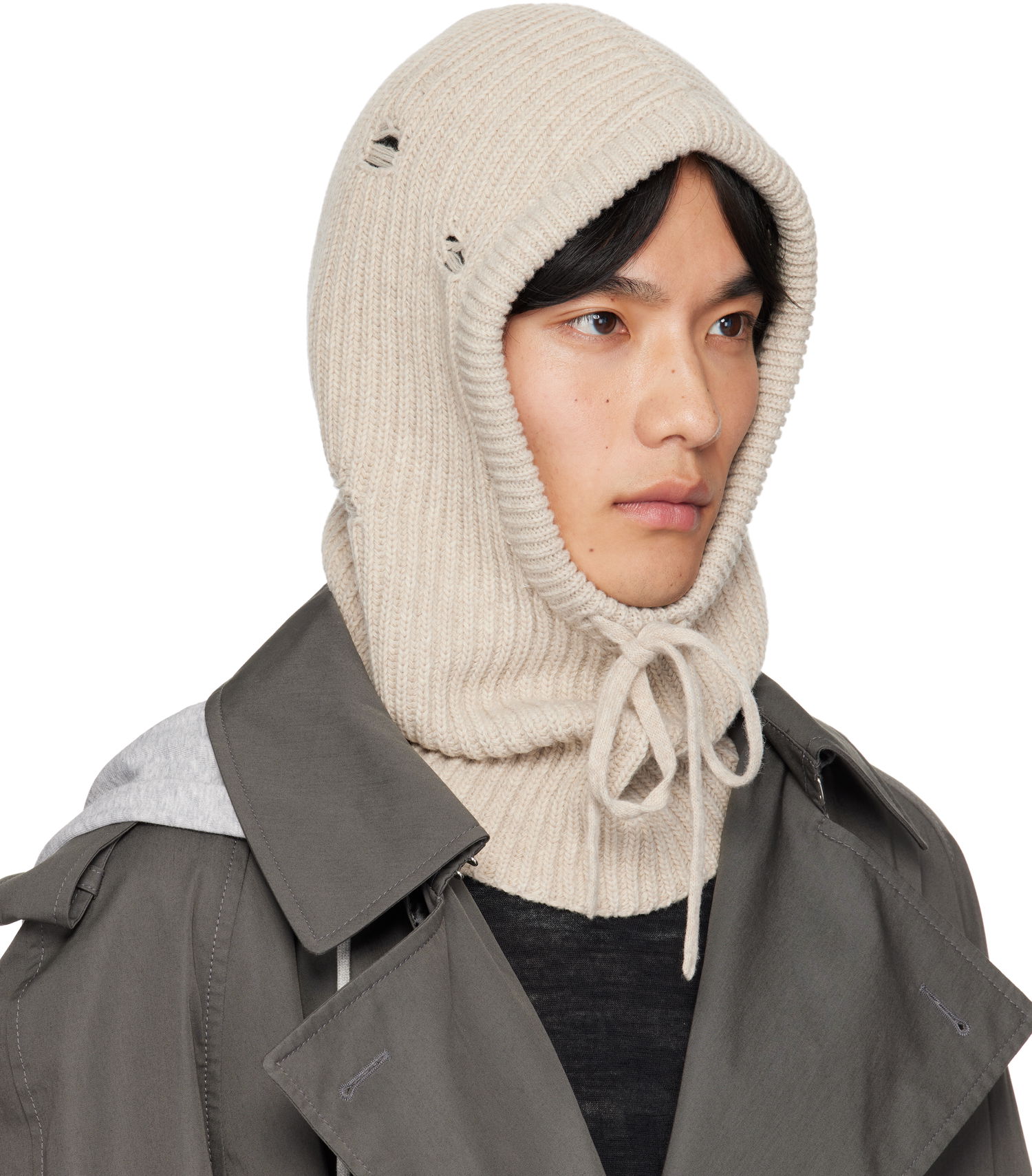 Шапка Maison Margiela MM6 Maison Margiela Knit Wool Hood Бежово | S52TB0008 M13138, 1