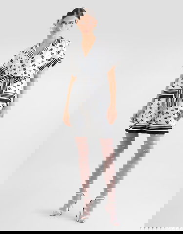 Риза Dolce & Gabbana Dolce & Gabbana DG All-Over Logo Print Silk Twill Shirt Бяло | F5G67THI1Z6HA9CN, 1