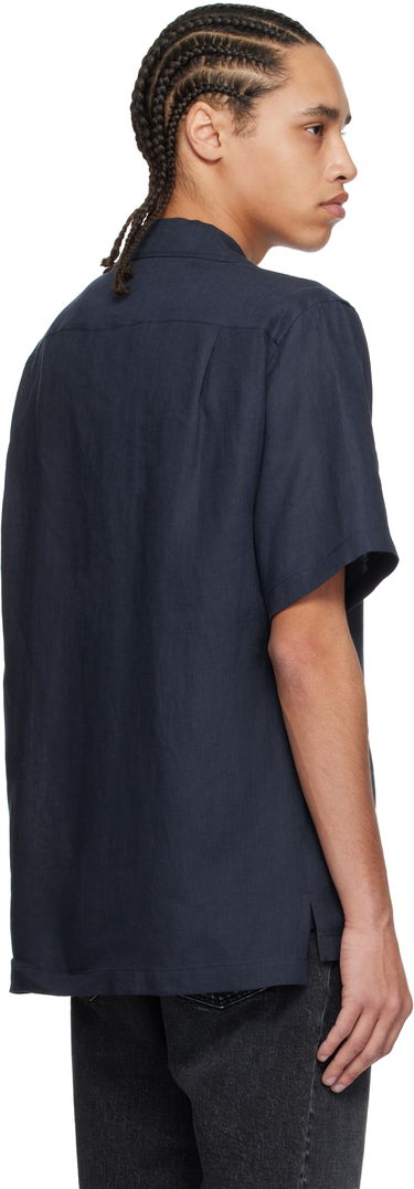 Риза Dolce & Gabbana Dolce&Gabbana Logo Embroidered Linen Resort Shirt Тъмно синьо | G5JH9ZFU4LG, 2