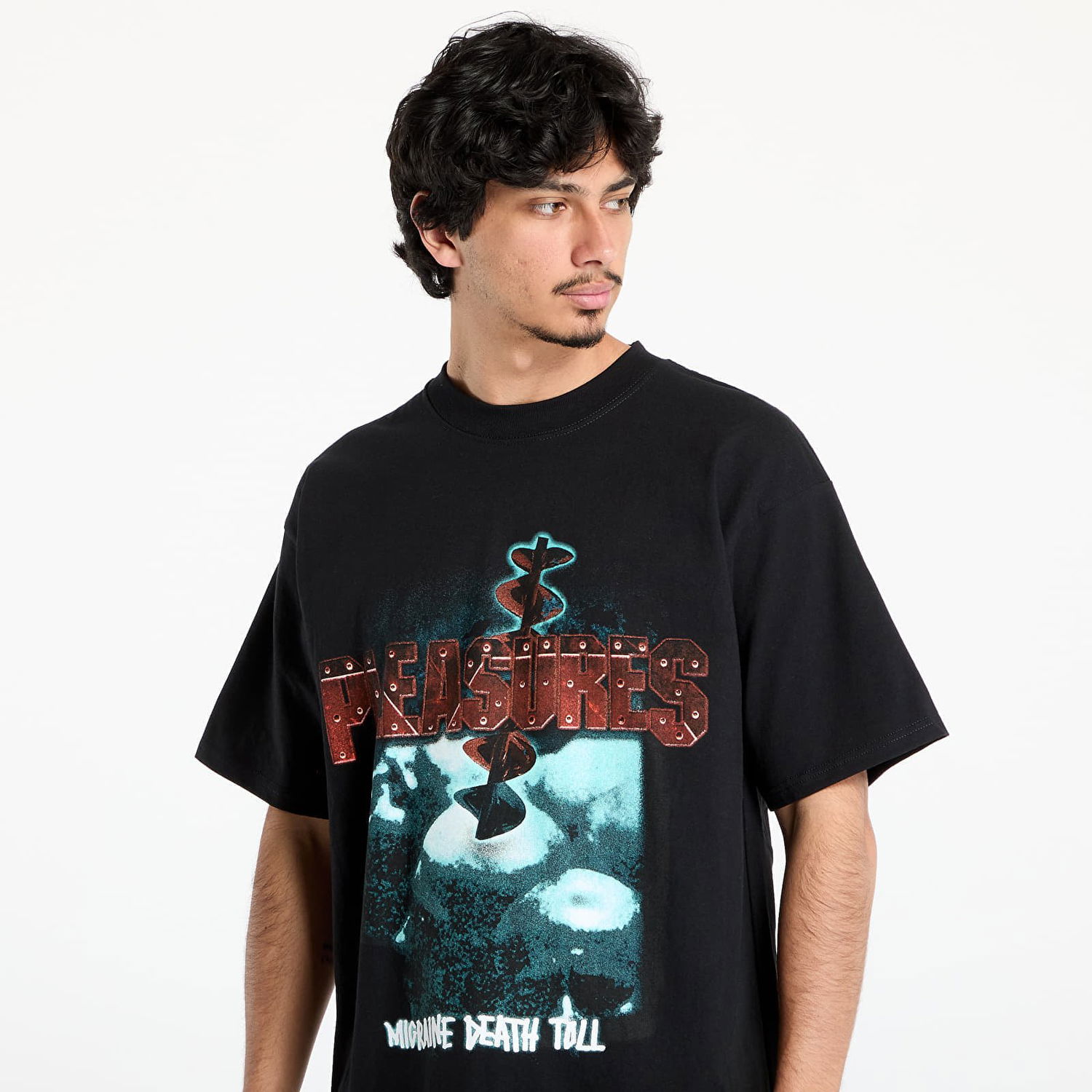 Тениска Pleasures PLEASURES Migraine Graphic Tee Черно | P25SU056 BLACK, 1