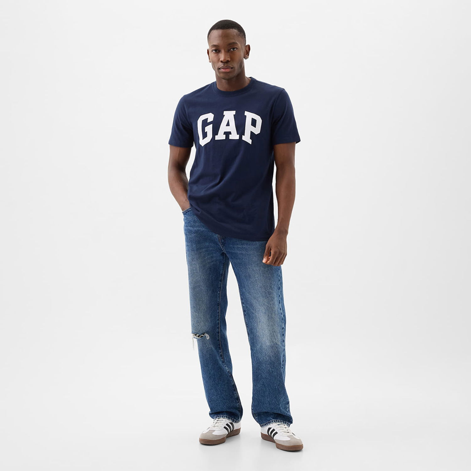 Тениска GAP Basic Logo Tee Tapestry Navy Тъмно синьо | 856659-04, 1