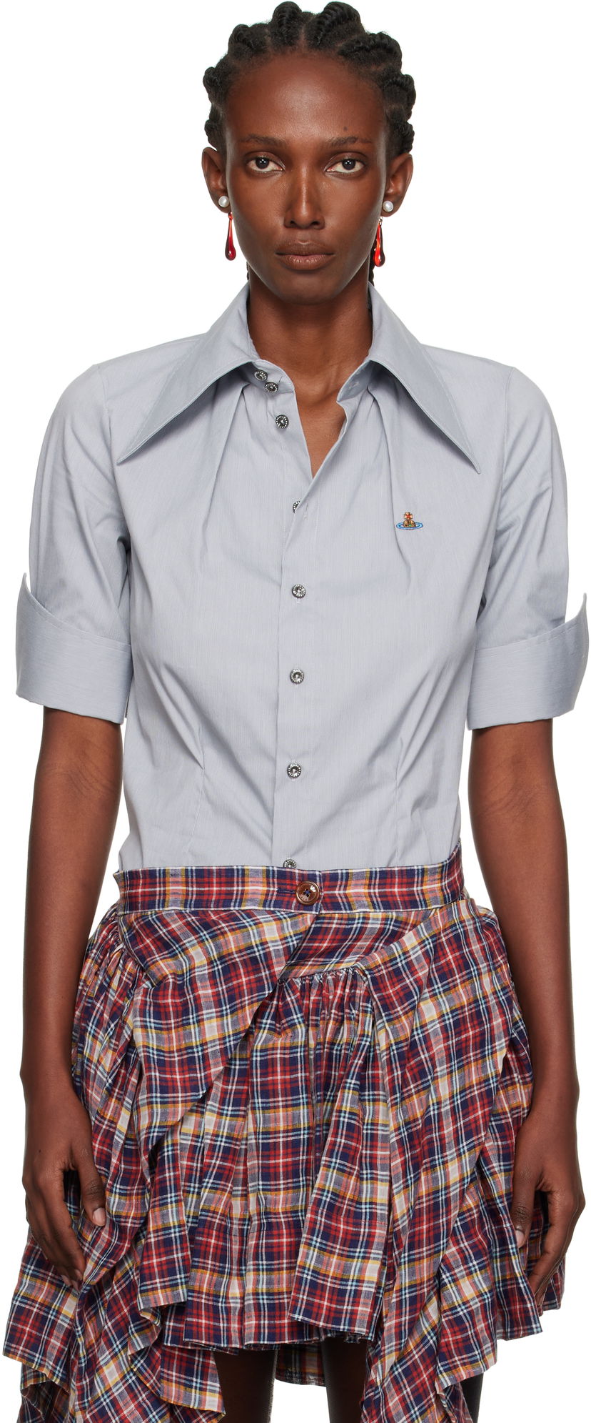 Риза Vivienne Westwood Vivienne Westwood Short Sleeve Violin Shirt Синьо | 15010066-W012Z-