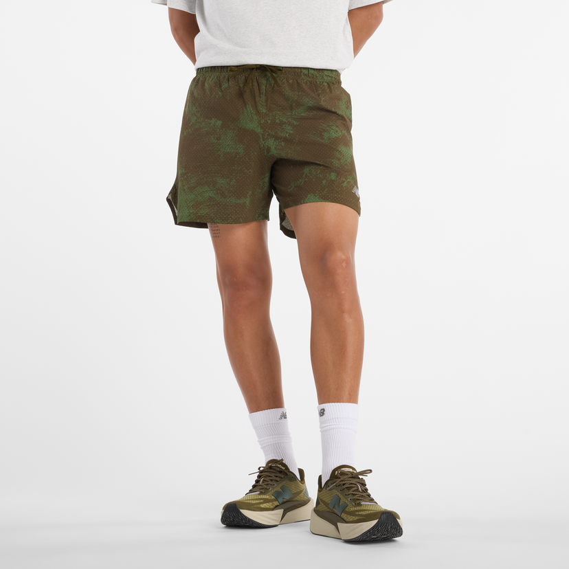 Къси панталони New Balance Patterned Performance Shorts Зелено | NBMS43285WDL