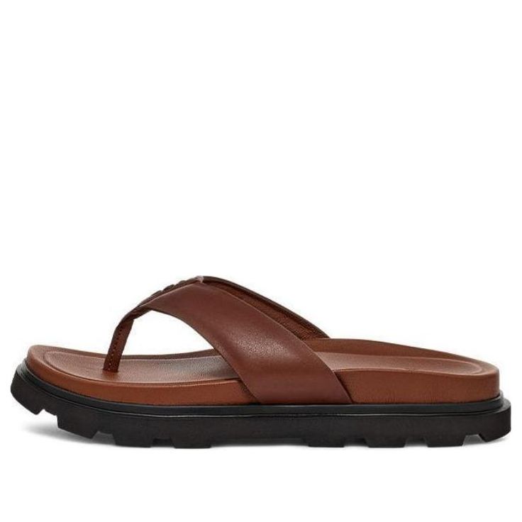 Кецове и обувки UGG Capitola Leather Flip Flops Кафяво | 1153077-COG, 0