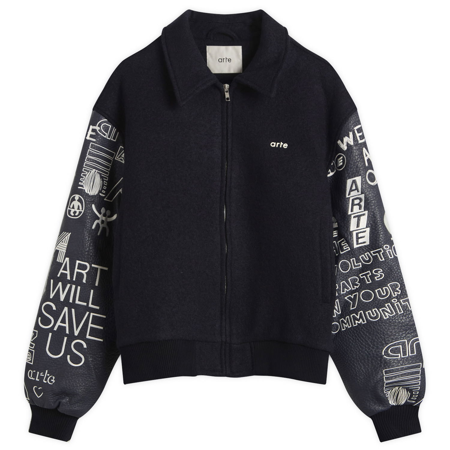 Яке бомбър Arte Antwerp Art Saves College Jacket, Size Large Тъмно синьо | AW25-074J-NVY, 0