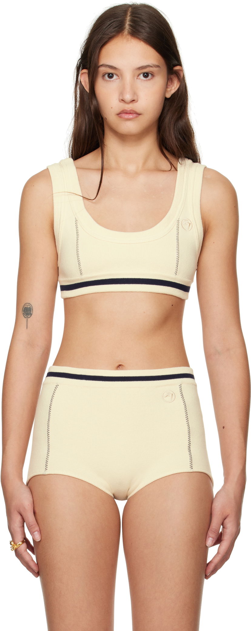 Сутиен Ambush Contrast Stitch Bra Top Бежово | BWHR001F24KNI0013131